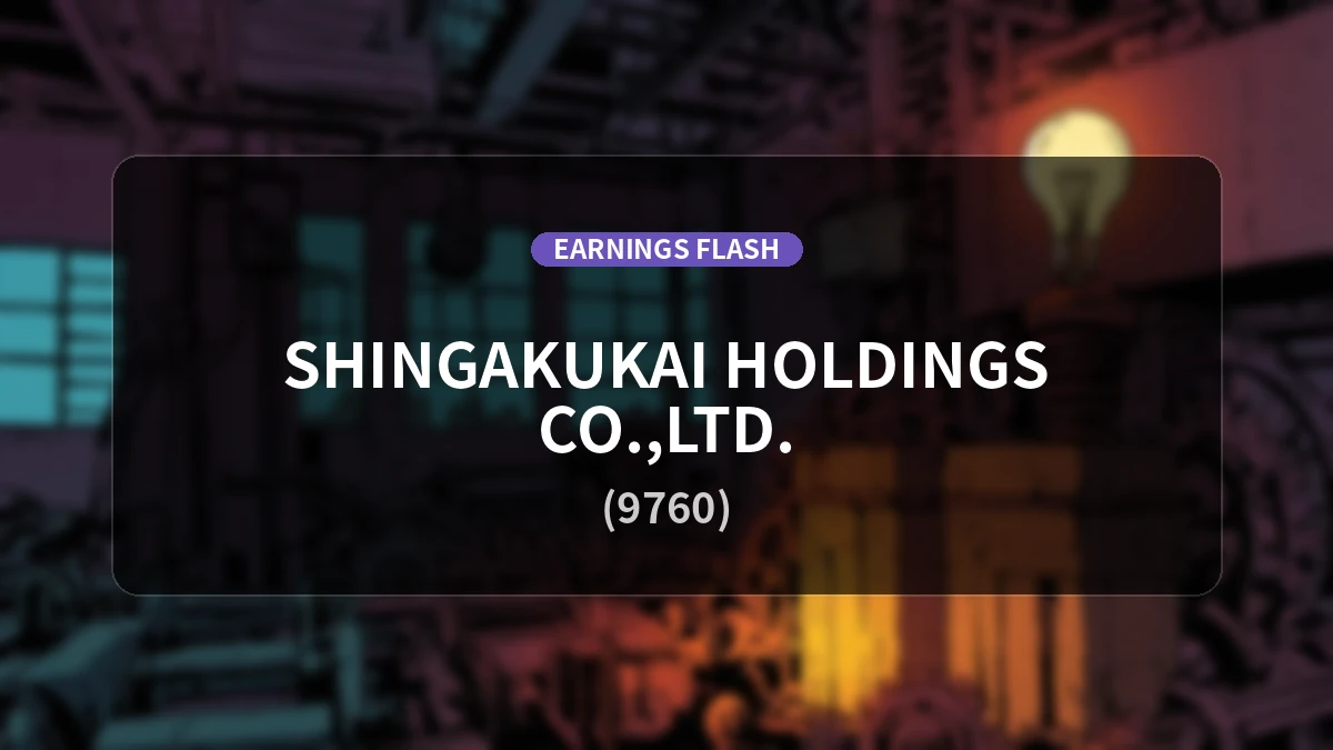 Shingakukai Holdings (9760) Reports Earnings: Net Sales Down 26.3% YoY to 1,515 Million Yen