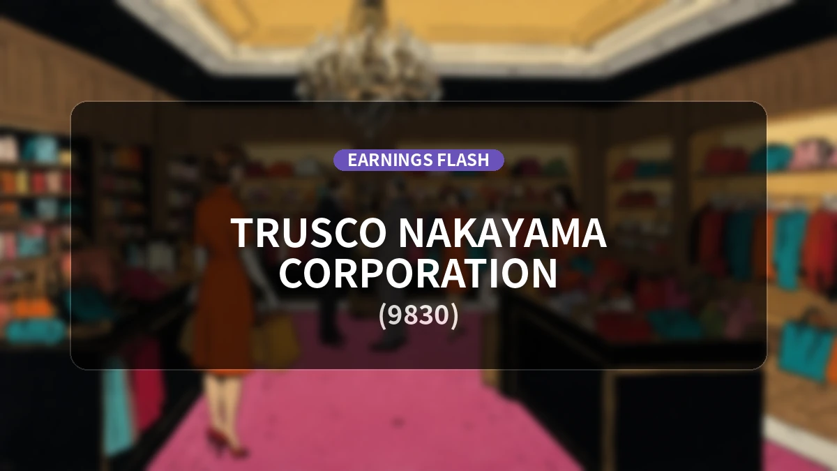 Trusco Nakayama (9830) Earnings: Operating Income Up 5.6% YoY to 12.48 Billion Yen