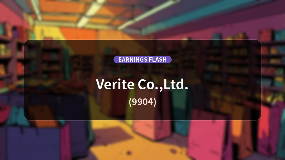 Verite (9904), Latest Earnings: Net Sales Up +22.9% YoY to 2.088 Billion Yen, Operating Income at 66 Million Yen